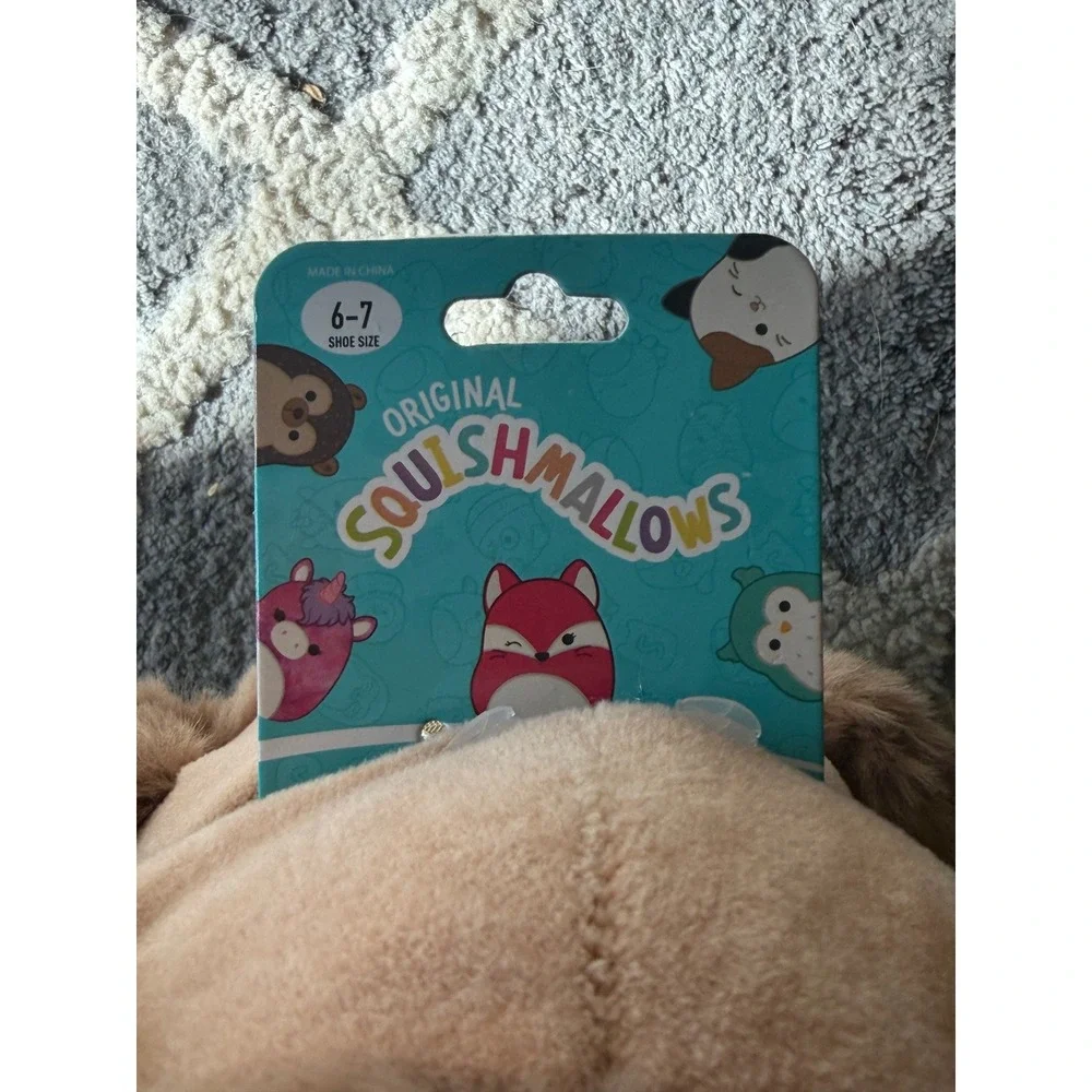 Squishmallows‎ Bigfoot Brown Plush Slippers Kids Shoe Size 6-7